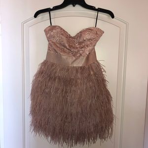 Feather and lace cocktail dress